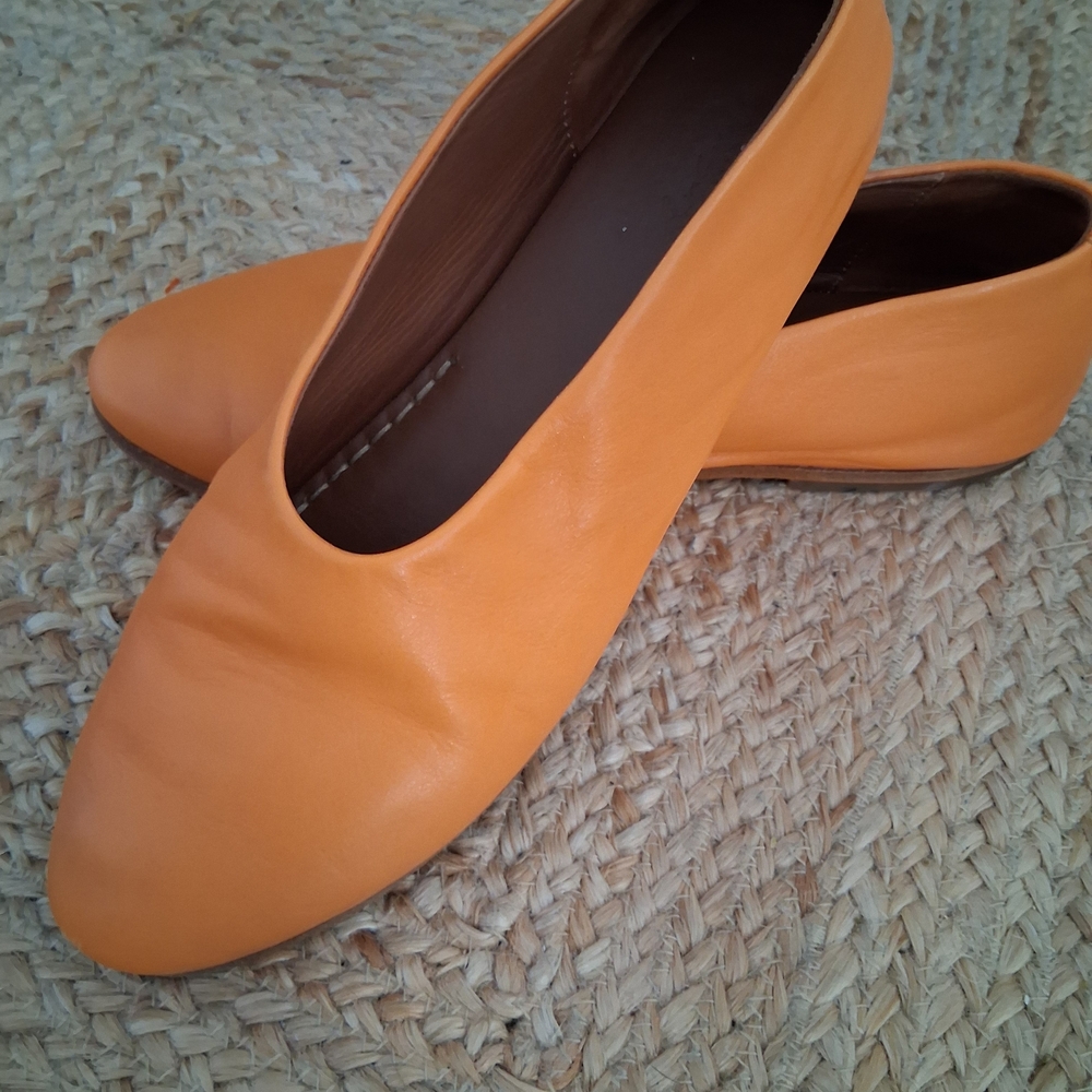 Marsell Coltellaccio Orange Leather Flats